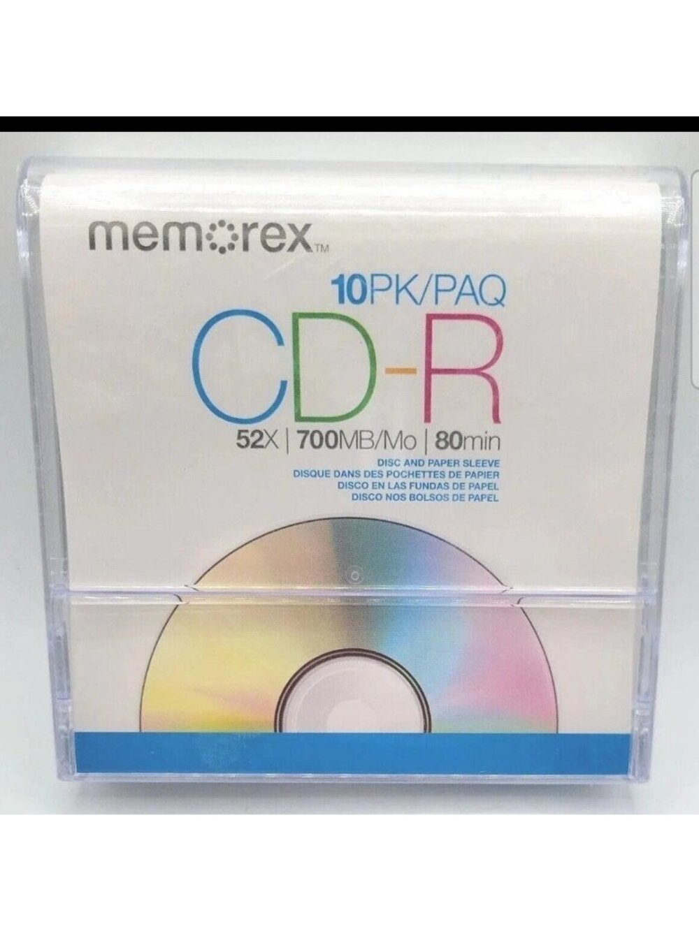 Memorex 10-Pack CD-R 52X 700MB 80Min With Paper Sleeves For Data & Audio Storage